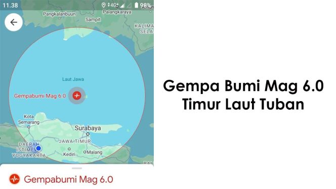 
					Gempa Bumi Mag 6.0 Timur Laut Tuban mengguncang hari ini