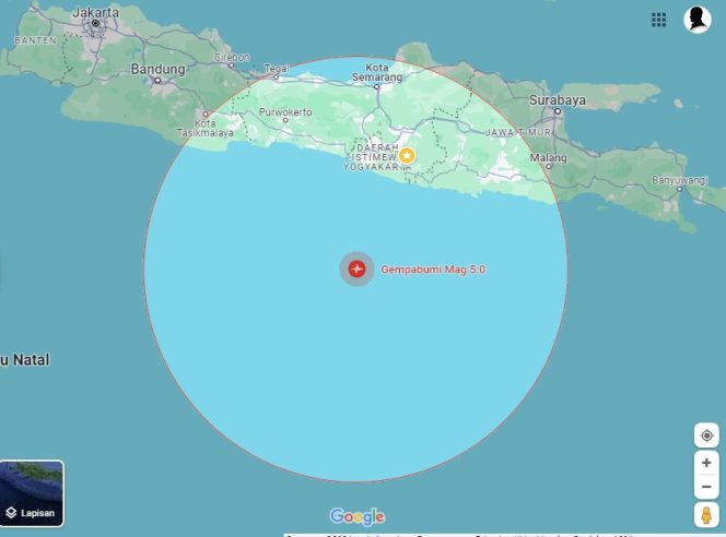 
					Gempa Bumi Mag 5.0 Barat Daya Gunungkidul, waspada gempa susulan