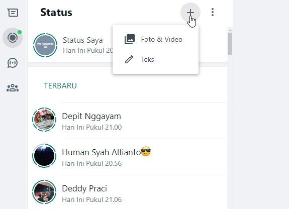 membuat status di whatsapp web